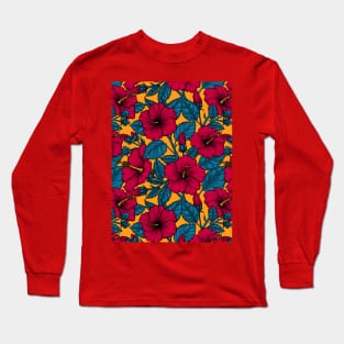 Red hibiscus flowers Long Sleeve T-Shirt